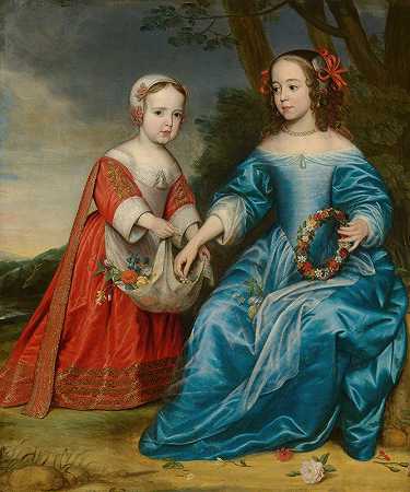 杰拉德·范·洪索斯特《威廉三世王子（1650年-1702年）和他的姑姑奥兰治公主玛丽亚（1642年-1888年）作为孩子的双重肖像》