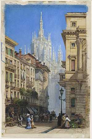 威廉·怀尔德（William Wyld）的《米兰大教堂》（The Duomo in Milan from a Side Street）