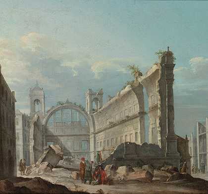 Pietro Bellotto《教堂废墟前的人物随想曲》