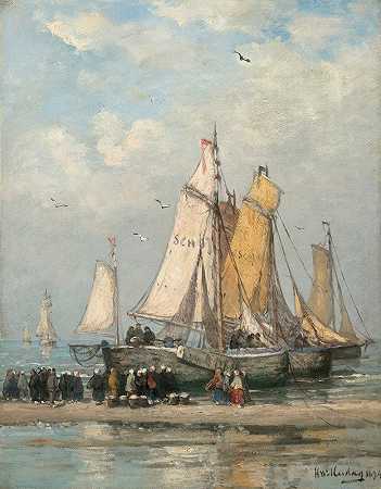 亨德里克·威廉·梅斯达格（Hendrik Willem Mesdag）的《舍弗宁根海滩渔船队的归来》
