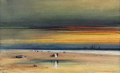 詹姆斯·汉密尔顿《日落时的海滩场景》