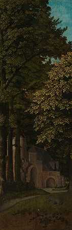 “森林中的景色，三联画的外左翼”杰拉尔德·戴维著