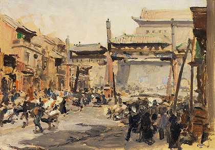 “北京——前门（正阳门）城门前繁忙的街道”