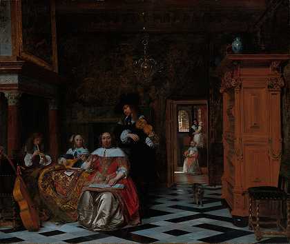 Pieter De Hooch的《演奏音乐的家庭肖像》
