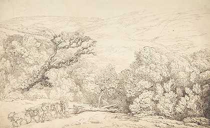 托马斯·罗兰森（Thomas Rowlandson）的《牛与树的风景》