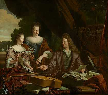 “大卫（1654-1729）、阿格妮塔（约1658-1719）和他们的女儿凯瑟琳娜（1683-1729），米歇尔·范·穆舍尔