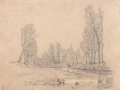 理查德·帕克斯·博宁顿（Richard Parkes Bonington）的《诺曼底的一条树林小溪和一座农舍》（A Wooded Stream and A Farmhouse in Normandy）