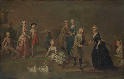 《乌维代尔·托姆金斯·普莱斯（1685–1764）及其家族成员》，可能由巴托洛缪·丹德里奇创作