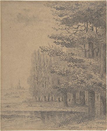 泰奥多尔·卢梭的《风景（河边的树林）》