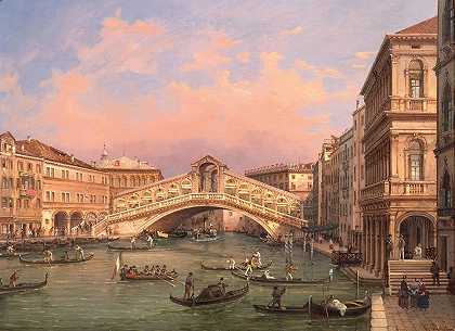 Giovanni Grubacs的《威尼斯，里亚托桥的风景》