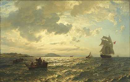 Hans Gude的《挪威海岸的清新微风》