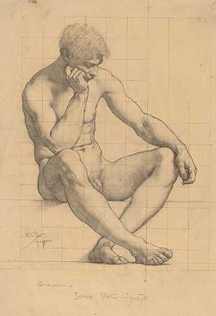 “坐着的裸体男性——科学研究”——爱荷华州议会大厦，作者：Kenyon Cox