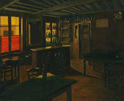 Marius Borgeaud的《莫雷特的La Croix Vert酒吧》