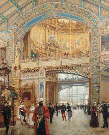 “1889年路易·贝鲁德（Louis Béroud）在世博会上的机械画廊中央穹顶