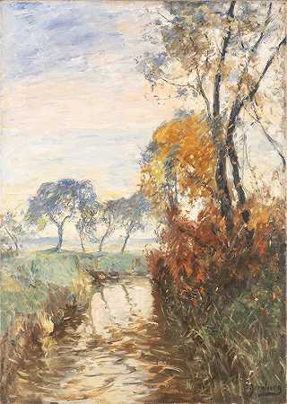 奥洛夫·奥古斯特·安德烈亚斯·杰恩伯格的《秋天的溪流风景》