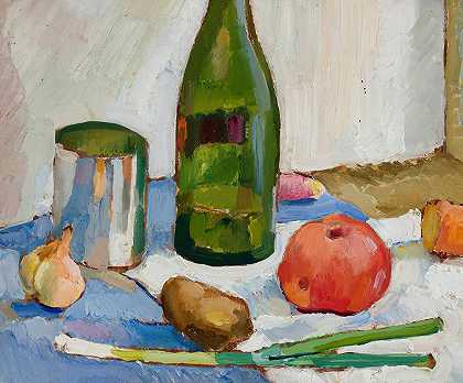 齐格蒙特·瓦利泽夫斯基的《绿色瓶子的静物》