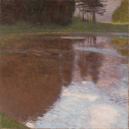 古斯塔夫·克里姆特的《宁静的池塘》（萨尔茨堡戈林附近的白鹭）