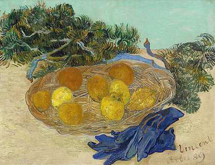 文森特·梵高的《戴着蓝色手套的橙子和柠檬的静物》
