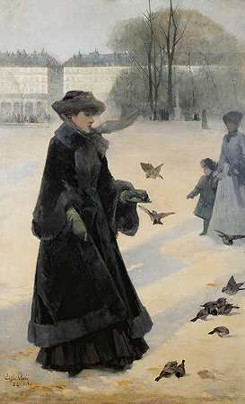 《巴黎杜乐丽花园的冬日早晨》（Eugène Clary）