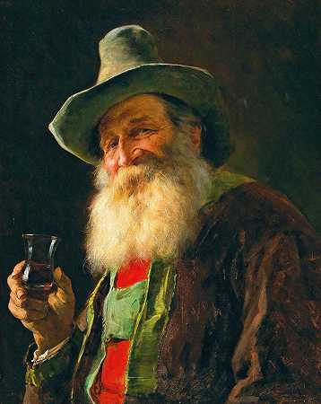 弗朗茨·冯·德弗雷格的《带酒杯的蒂罗尔农民》