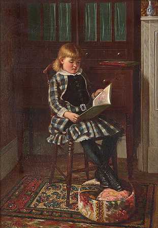 塞缪尔·S·卡尔的《坐在室内的年轻女孩》