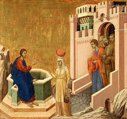 《基督与撒玛利亚女人》作者：Duccio di Buoninsegna