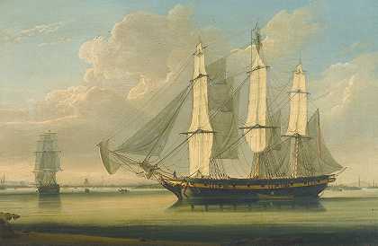 罗伯特·萨蒙（Robert Salmon）的《泰晤士河上的一艘船》