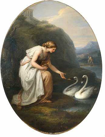“不朽女神，不朽的仙女，从两只天鹅那里收到了安吉丽卡·考夫曼的铭牌