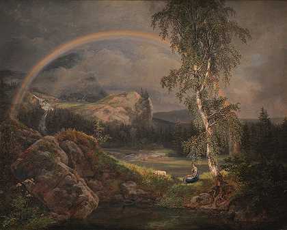 约翰·克里斯蒂安·达尔的《带彩虹的挪威风景》