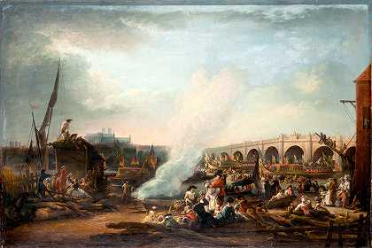 “威斯敏斯特桥和1769年丹麦国王克里斯蒂安七世的泰晤士河游行”