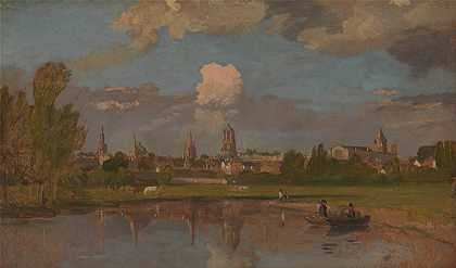 牛津大学威廉·透纳的《河边的牛津与前景中的基督教堂》