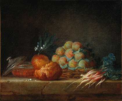 安妮·瓦莱尔·科斯特（Anne Vallayer Coster）的《布里奥什、水果和蔬菜的静物》