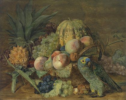 费迪南德·格奥尔格·瓦尔德米勒的《鹦鹉的水果静物》