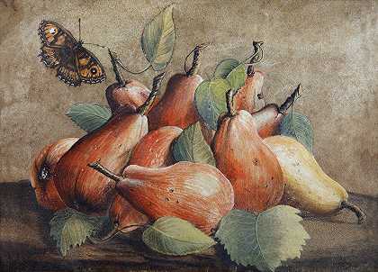 乔瓦娜·加佐尼的《梨与蝴蝶的静物》
