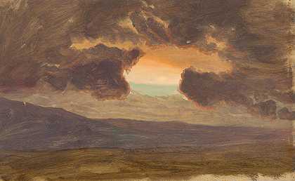 弗雷德里克·埃德温·丘奇（Frederic Edwin Church）的《光秃秃的山丘上的日落》