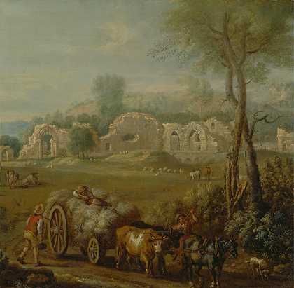 约翰·伍顿（John Wootton）的《干草车经过一座被毁坏的修道院》