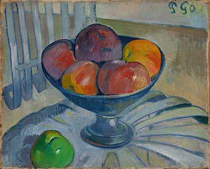 保罗·高更的《花园椅子上的水果盘》