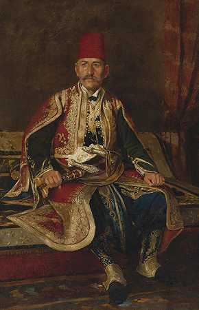 弗朗茨·利奥·鲁本（Franz Leo Ruben）的《土耳其贵族坐在铺有地毯的室内》