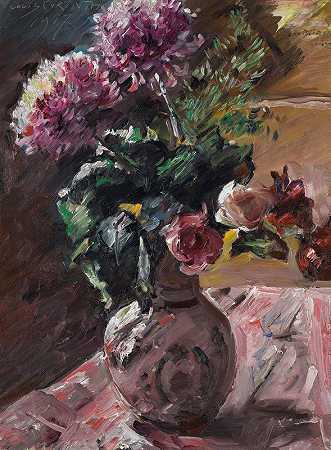 “菊花Und Rosen Im Krug（水壶里的菊花和玫瑰）”作者：洛维斯·科林斯