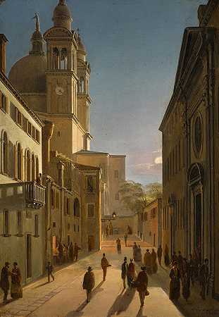 “威尼斯，里约热内卢Catecumeni，远处的圣玛丽亚致敬”，弗朗斯·弗罗特著