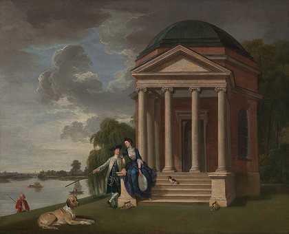 约翰·约瑟夫·佐法尼的《大卫·加里克和他的妻子在莎士比亚的圣殿》，汉普顿