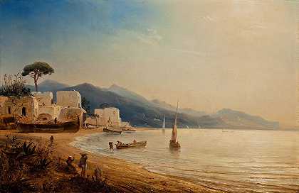 Théodore Gudin的《那不勒斯附近的海岸》