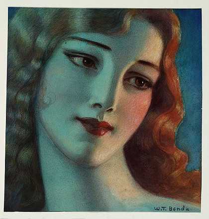 Wladyslaw Theodore Benda的《长金发女孩的头像》