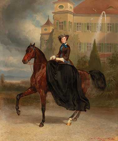 卡尔·西奥多·冯·皮洛蒂15岁时在巴伐利亚骑马的伊丽莎白公主