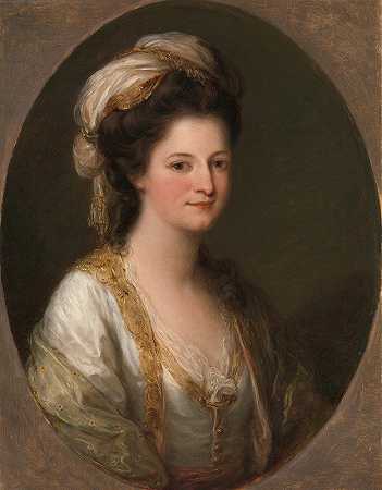 安吉丽卡·考夫曼（Angelica Kauffmann）传统上认为是赫维夫人的一幅女性肖像