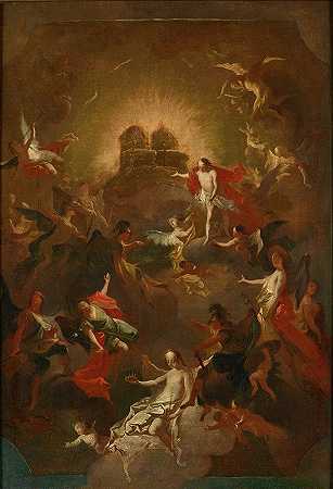 “基督和九个天使合唱团在年轻的约瑟夫·温特哈尔德的王位前等待着玛丽
