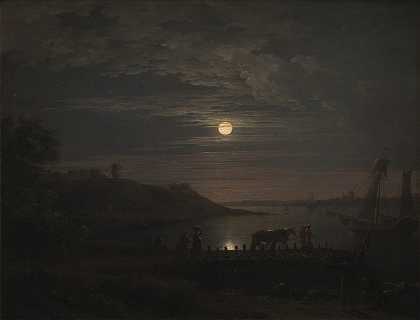 “在Snoghøj.Moonrise跨越小带”，作者：Jens Juel