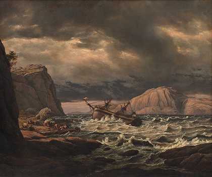 约翰·克里斯蒂安·达尔的《挪威海岸的沉船》