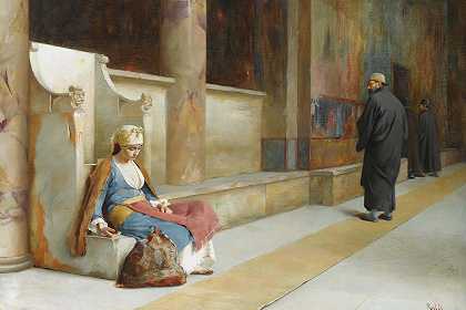 Theodoros Ralli的《在希腊修道院休息》