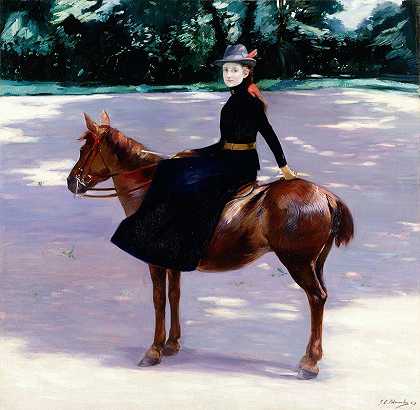 “梅里奥特小姐骑着她的小马，雅克·埃米尔·布兰奇